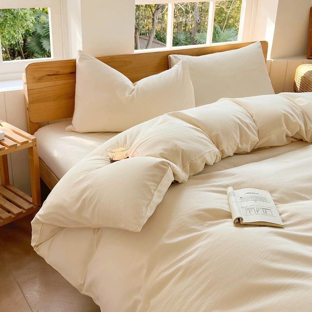 Hotel Soft Microfiber Duvet Cover Set-2000TC Quilt Cover Set & Pillowcases -1 Donna Cover Zipper Closure & 1 x Pillowcases-Breathable Bedding - Wrinkle, Fade, Stain Resistant(Cream White,King)
