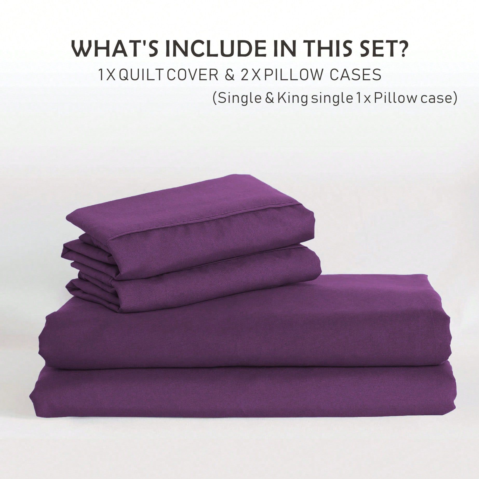 Hotel Soft Microfiber Duvet Cover Set-2000TC Quilt Cover Set & Pillowcases -1 Donna Cover Zipper Closure & 1 x Pillowcases-Breathable Bedding - Wrinkle, Fade, Stain Resistant(Purple,King)