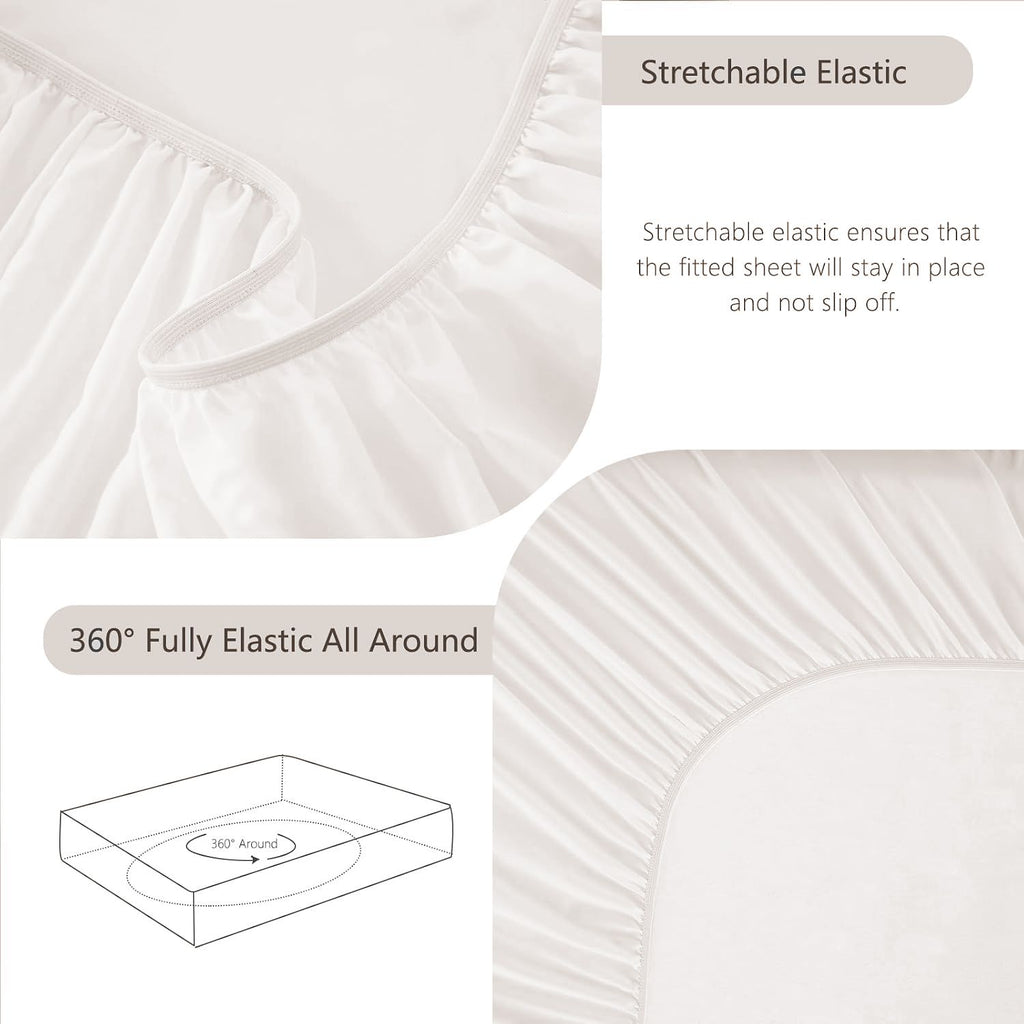 Hotel Soft Bed Sheet Set- Bedding Sheets & Pillowcases -Breathable Bedding - Wrinkle, Fade, Stain Resistant-Deep Pocket Flat Fitted Bed Sheet Set(White,King)