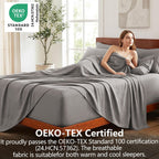 Hotel Soft Bed Sheet Set- Bedding Sheets & Pillowcases -Breathable Bedding - Wrinkle, Fade, Stain Resistant-Deep Pocket Flat Fitted Bed Sheet Set(Grey,King)
