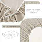 Hotel Soft Bed Sheet Set- Bedding Sheets & Pillowcases -Breathable Bedding - Wrinkle, Fade, Stain Resistant-Deep Pocket Flat Fitted Bed Sheet Set(Cream White,King)