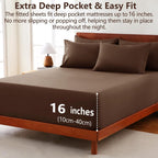 Hotel Soft Bed Sheet Set- Bedding Sheets & Pillowcases -Breathable Bedding - Wrinkle, Fade, Stain Resistant-Deep Pocket Flat Fitted Bed Sheet Set(Chocolate,King)