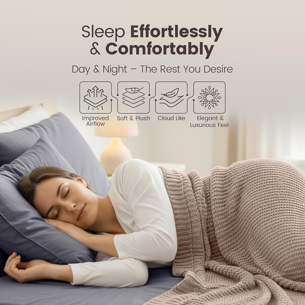 Hotel Quality Fitted Sheet - 1 Piece Fitted Sheet  -Breathable Bedding - Wrinkle, Fade, Stain Resistant- 16inch/40cm Deep Pocket Fitted Bed Sheet-Wrinkle and Fade Resistant,(Grey,King)