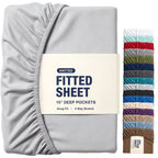 Hotel Quality Fitted Sheet - 1 Piece Fitted Sheet  -Breathable Bedding - Wrinkle, Fade, Stain Resistant- 16inch/40cm Deep Pocket Fitted Bed Sheet-Wrinkle and Fade Resistant,(Silver-gray,King)