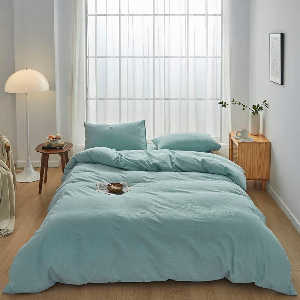 Hotel Soft Microfiber Duvet Cover Set-2000TC Quilt Cover Set & Pillowcases -1 Donna Cover Zipper Closure & 1 x Pillowcases-Breathable Bedding - Wrinkle, Fade, Stain Resistant(Ice Blue,King Single)