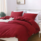 Hotel Soft Microfiber Duvet Cover Set-2000TC Quilt Cover Set & Pillowcases -1 Donna Cover Zipper Closure & 1 x Pillowcases-Breathable Bedding - Wrinkle, Fade, Stain Resistant(Red,King Single)