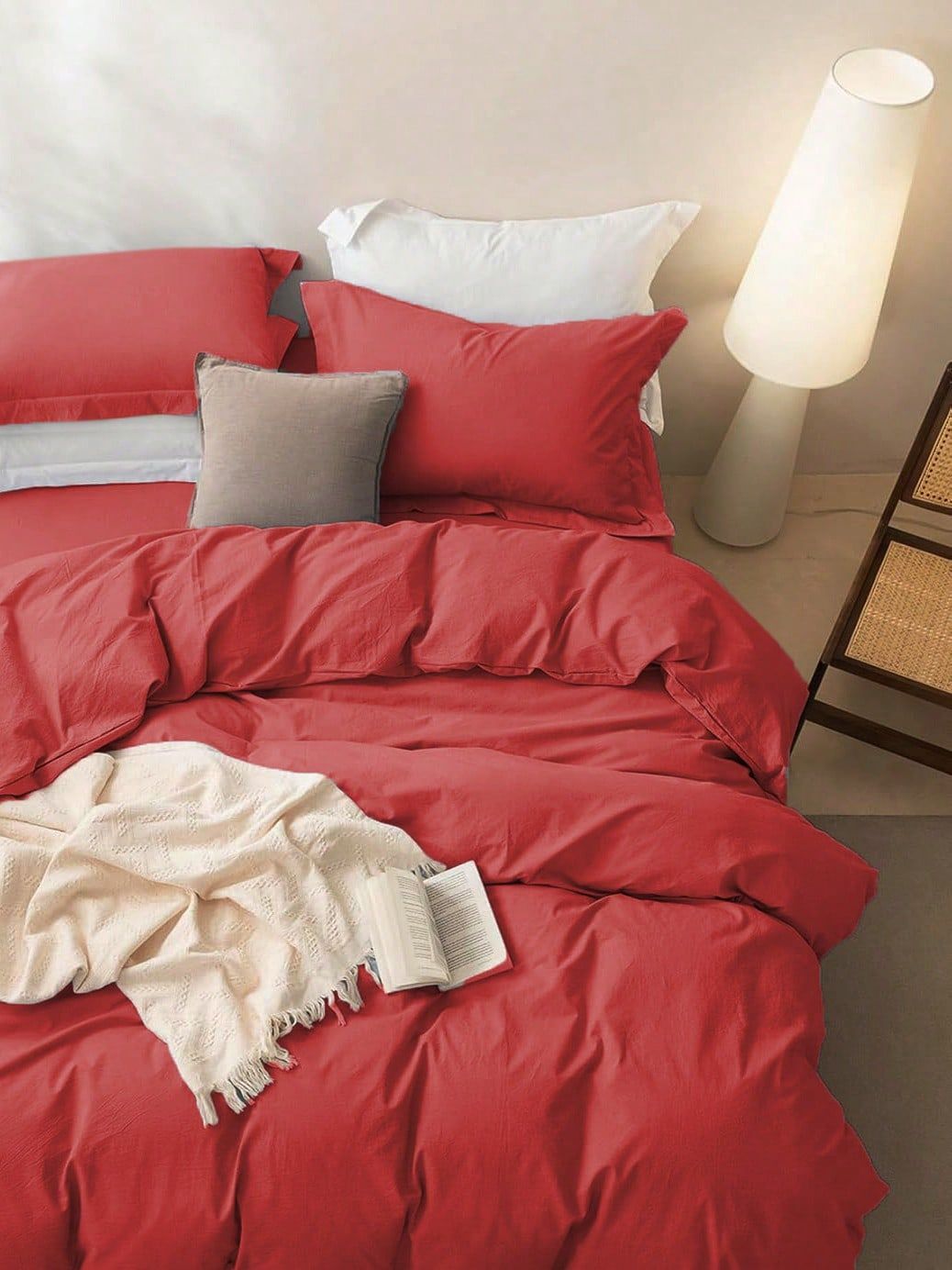Hotel Soft Microfiber Duvet Cover Set-2000TC Quilt Cover Set & Pillowcases -1 Donna Cover Zipper Closure & 1 x Pillowcases-Breathable Bedding - Wrinkle, Fade, Stain Resistant(Red,King Single)