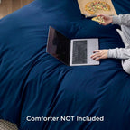 Hotel Soft Microfiber Duvet Cover Set-2000TC Quilt Cover Set & Pillowcases -1 Donna Cover Zipper Closure & 1 x Pillowcases-Breathable Bedding - Wrinkle, Fade, Stain Resistant(Navy,King Single)