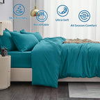 Hotel Soft Microfiber Duvet Cover Set-2000TC Quilt Cover Set & Pillowcases -1 Donna Cover Zipper Closure & 1 x Pillowcases-Breathable Bedding - Wrinkle, Fade, Stain Resistant(Biscay blue,King Single)