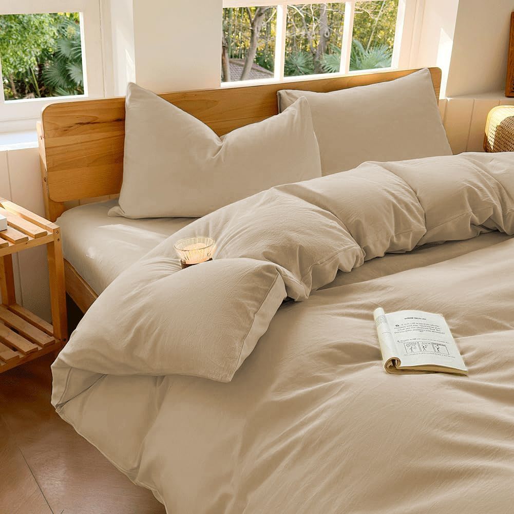 Hotel Soft Microfiber Duvet Cover Set-2000TC Quilt Cover Set & Pillowcases -1 Donna Cover Zipper Closure & 1 x Pillowcases-Breathable Bedding - Wrinkle, Fade, Stain Resistant(Camel Beige,King Single)