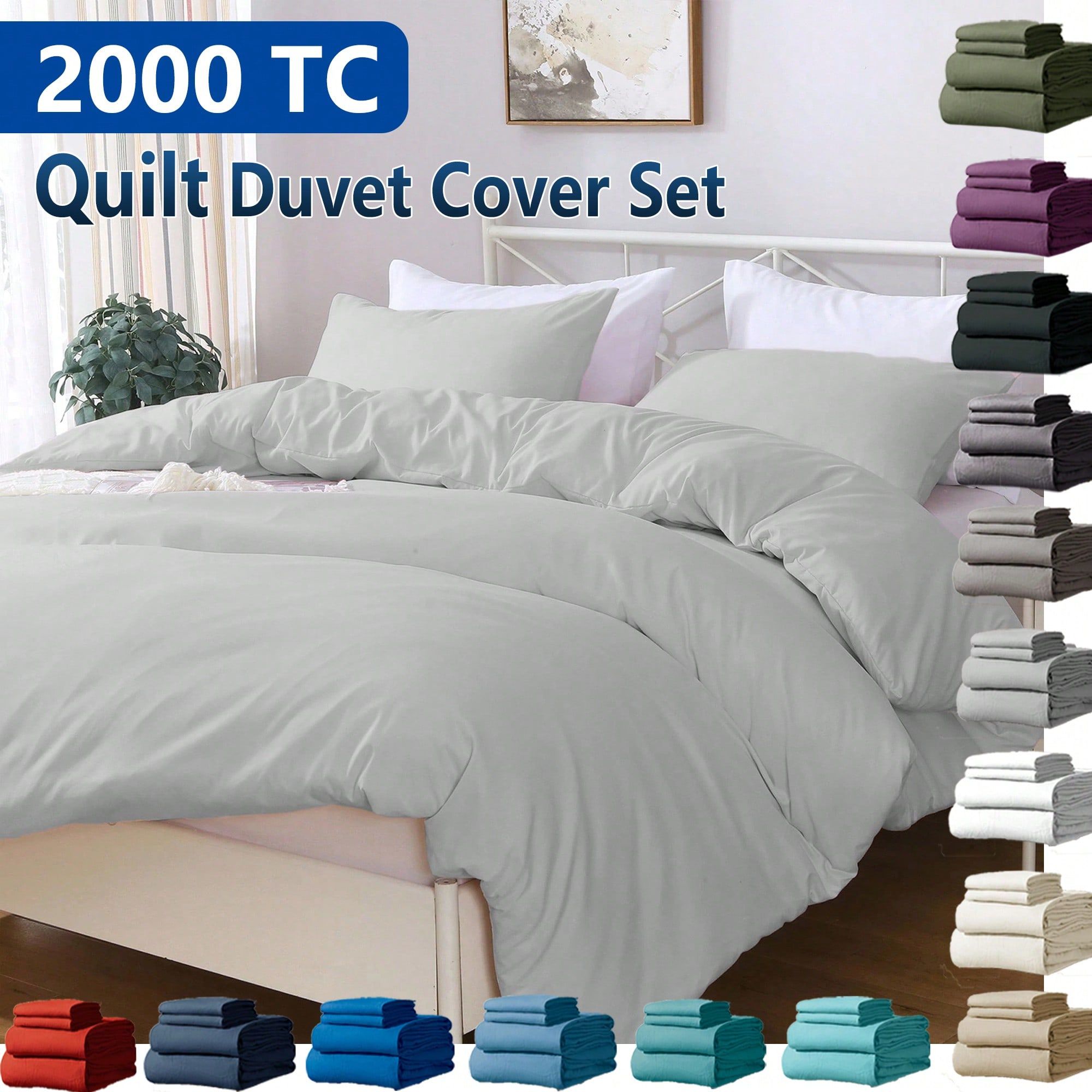 Hotel Soft Microfiber Duvet Cover Set-2000TC Quilt Cover Set & Pillowcases -1 Donna Cover Zipper Closure & 1 x Pillowcases-Breathable Bedding - Wrinkle, Fade, Stain Resistant(Silver-gray,King Single)
