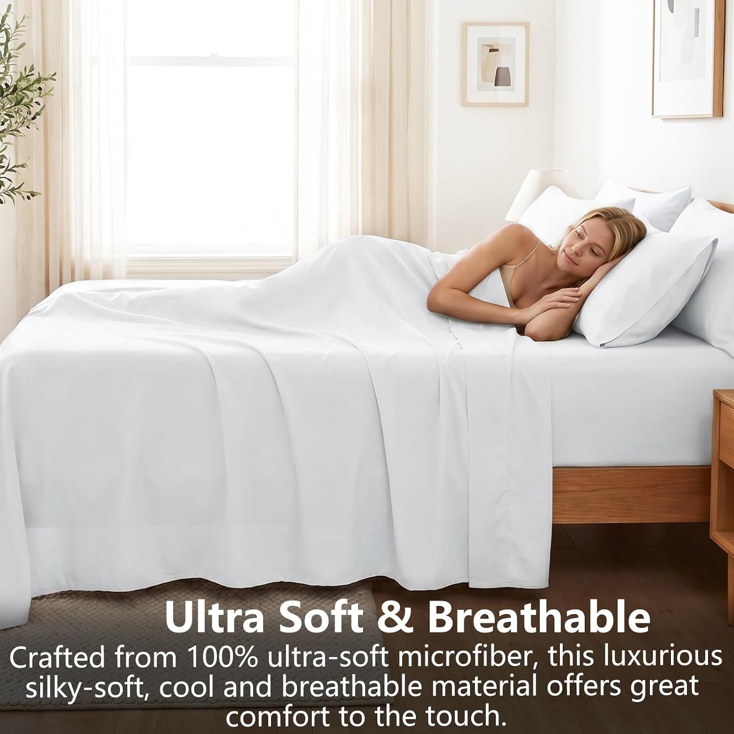 Hotel Soft Bed Sheet Set- Bedding Sheets & Pillowcases -Breathable Bedding - Wrinkle, Fade, Stain Resistant-Deep Pocket Flat Fitted Bed Sheet Set(Raw white,King Single)