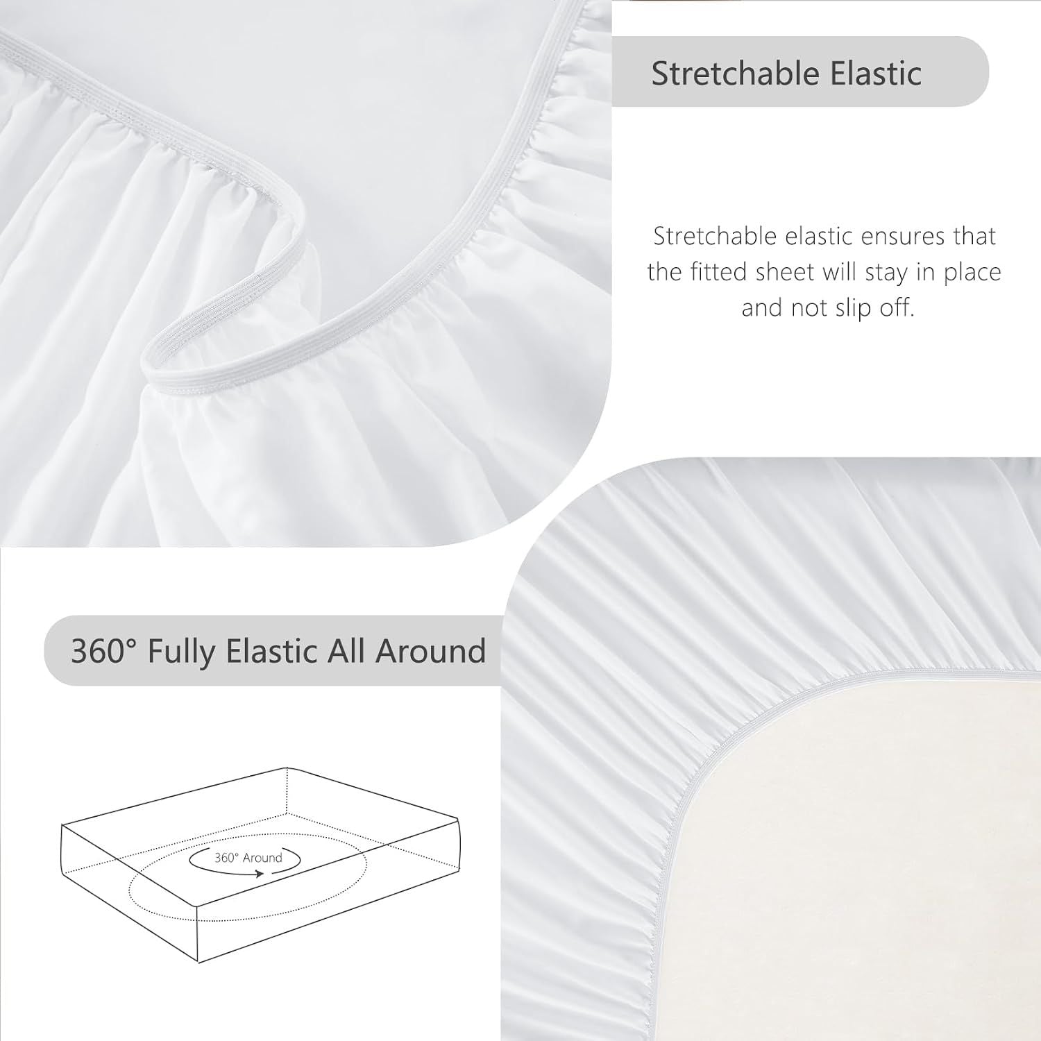 Hotel Soft Bed Sheet Set- Bedding Sheets & Pillowcases -Breathable Bedding - Wrinkle, Fade, Stain Resistant-Deep Pocket Flat Fitted Bed Sheet Set(Raw white,King Single)