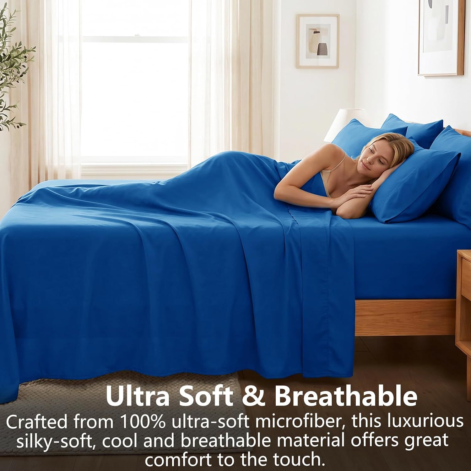 Hotel Soft Bed Sheet Set- Bedding Sheets & Pillowcases -Breathable Bedding - Wrinkle, Fade, Stain Resistant-Deep Pocket Flat Fitted Bed Sheet Set(Royal blue,King Single)
