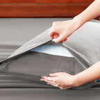 Hotel Soft Bed Sheet Set- Bedding Sheets & Pillowcases -Breathable Bedding - Wrinkle, Fade, Stain Resistant-Deep Pocket Flat Fitted Bed Sheet Set(Grey,King Single)