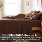 Hotel Soft Bed Sheet Set- Bedding Sheets & Pillowcases -Breathable Bedding - Wrinkle, Fade, Stain Resistant-Deep Pocket Flat Fitted Bed Sheet Set(Chocolate,King Single)