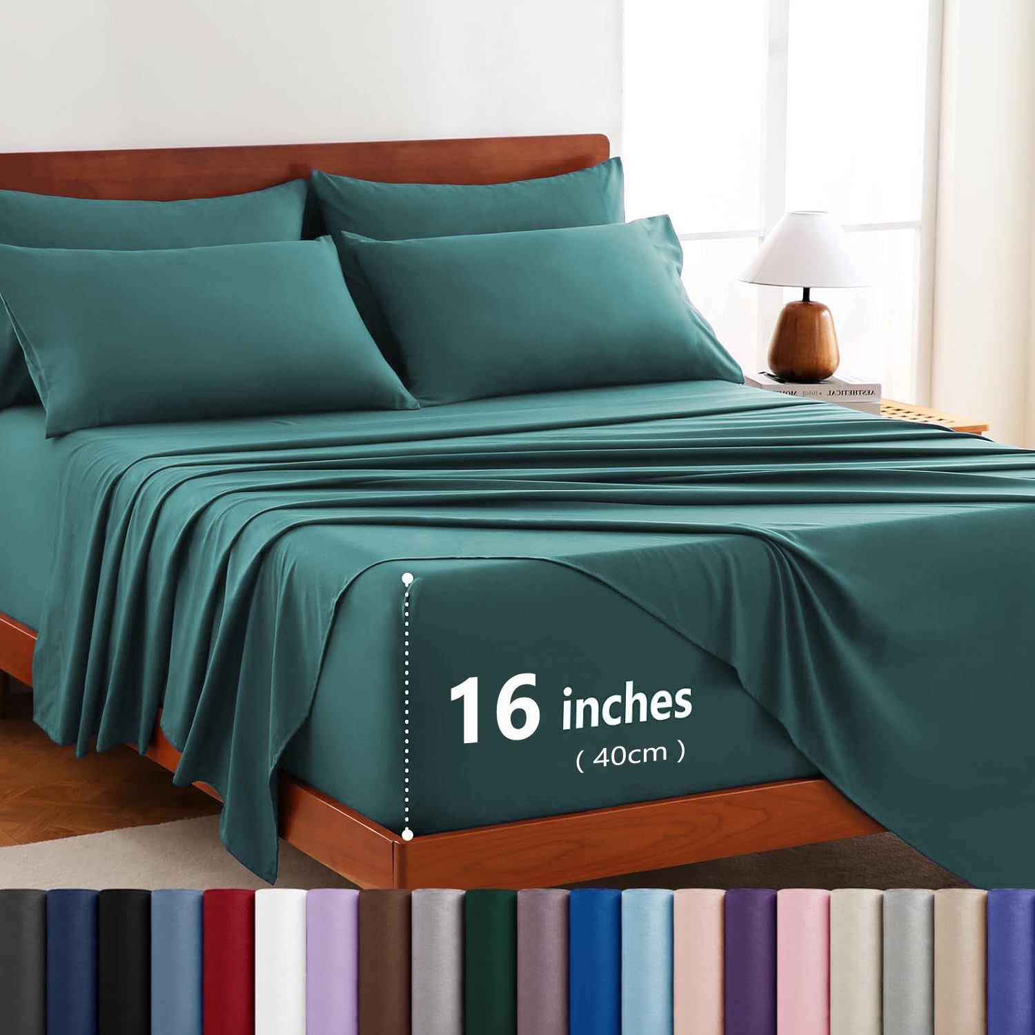 Hotel Soft Bed Sheet Set- Bedding Sheets & Pillowcases -Breathable Bedding - Wrinkle, Fade, Stain Resistant-Deep Pocket Flat Fitted Bed Sheet Set(Biscay blue,King Single)