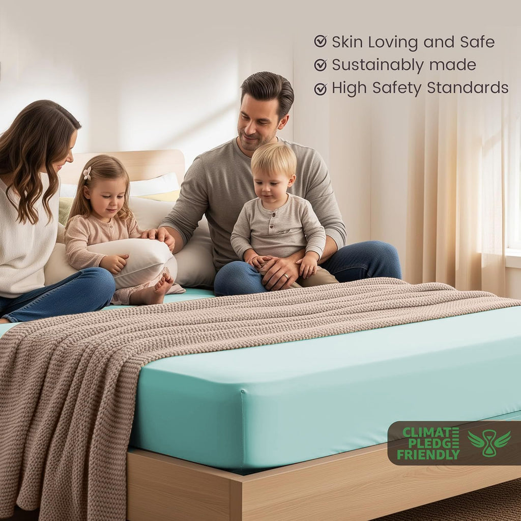 Hotel Quality Fitted Sheet - 1 Piece Fitted Sheet  -Breathable Bedding - Wrinkle, Fade, Stain Resistant- 16inch/40cm Deep Pocket Fitted Bed Sheet-Wrinkle and Fade Resistant,(Ice blue,King Single)