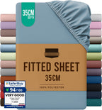 Hotel Quality Fitted Sheet - 1 Piece Fitted Sheet  -Breathable Bedding - Wrinkle, Fade, Stain Resistant- 16inch/40cm Deep Pocket Fitted Bed Sheet-Wrinkle and Fade Resistant,(Ocean,King Single)