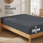 Hotel Quality Fitted Sheet - 1 Piece Fitted Sheet  -Breathable Bedding - Wrinkle, Fade, Stain Resistant- 16inch/40cm Deep Pocket Fitted Bed Sheet-Wrinkle and Fade Resistant,(Dark gray,King Single)