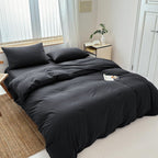 Hotel Soft Microfiber Duvet Cover Set-2000TC Quilt Cover Set & Pillowcases -1 Donna Cover Zipper Closure & 1 x Pillowcases-Breathable Bedding - Wrinkle, Fade, Stain Resistant(Black,Queen)