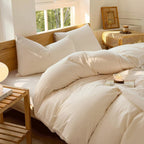 Hotel Soft Microfiber Duvet Cover Set-2000TC Quilt Cover Set & Pillowcases -1 Donna Cover Zipper Closure & 1 x Pillowcases-Breathable Bedding - Wrinkle, Fade, Stain Resistant(Cream White,Queen)