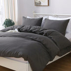 Hotel Soft Microfiber Duvet Cover Set-2000TC Quilt Cover Set & Pillowcases -1 Donna Cover Zipper Closure & 1 x Pillowcases-Breathable Bedding - Wrinkle, Fade, Stain Resistant(Dark gray,Queen)
