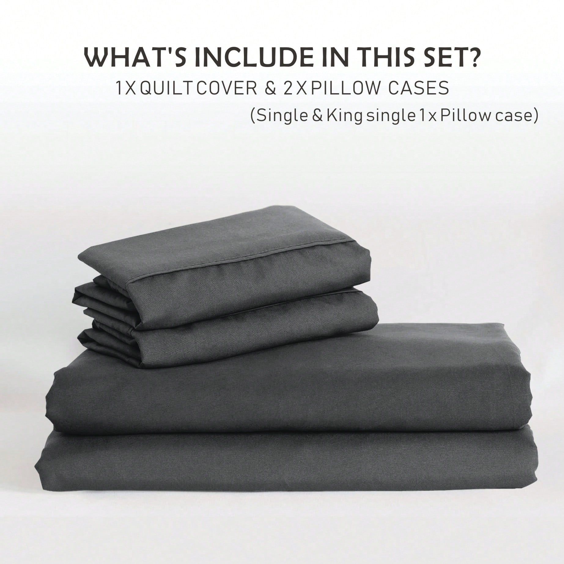 Hotel Soft Microfiber Duvet Cover Set-2000TC Quilt Cover Set & Pillowcases -1 Donna Cover Zipper Closure & 1 x Pillowcases-Breathable Bedding - Wrinkle, Fade, Stain Resistant(Dark gray,Queen)
