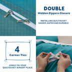 Hotel Soft Microfiber Duvet Cover Set-2000TC Quilt Cover Set & Pillowcases -1 Donna Cover Zipper Closure & 1 x Pillowcases-Breathable Bedding - Wrinkle, Fade, Stain Resistant(Biscay blue,Queen)