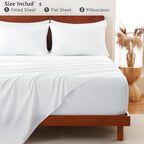 Hotel Soft Bed Sheet Set- Bedding Sheets & Pillowcases -Breathable Bedding - Wrinkle, Fade, Stain Resistant-Deep Pocket Flat Fitted Bed Sheet Set(Raw white,Queen)