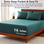 Hotel Soft Bed Sheet Set- Bedding Sheets & Pillowcases -Breathable Bedding - Wrinkle, Fade, Stain Resistant-Deep Pocket Flat Fitted Bed Sheet Set(Biscay blue,Queen)