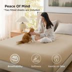 Hotel Soft Bed Sheet Set- Bedding Sheets & Pillowcases -Breathable Bedding - Wrinkle, Fade, Stain Resistant-Deep Pocket Flat Fitted Bed Sheet Set(Camel Beige,Queen)