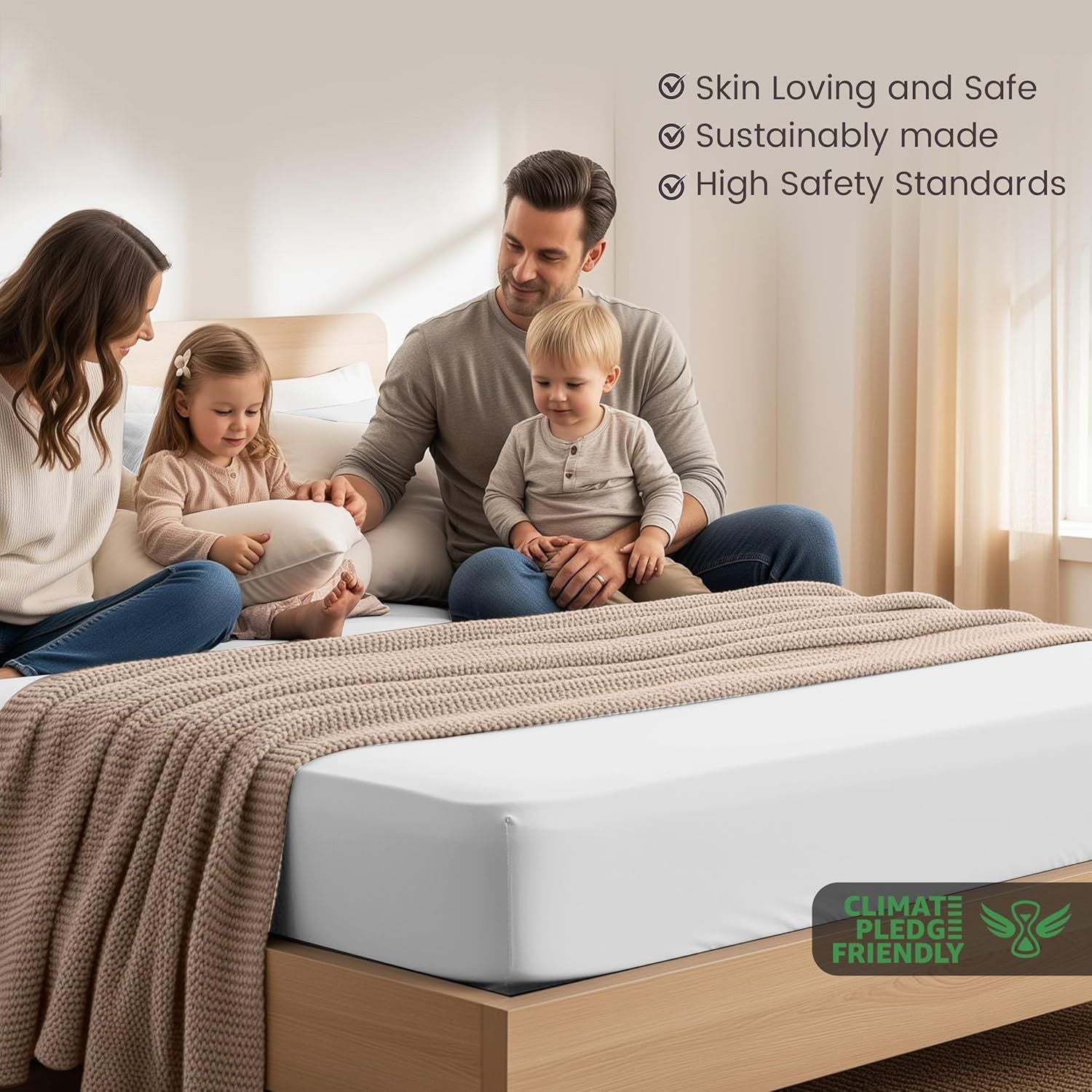 Hotel Quality Fitted Sheet - 1 Piece Fitted Sheet  -Breathable Bedding - Wrinkle, Fade, Stain Resistant- 16inch/40cm Deep Pocket Fitted Bed Sheet-Wrinkle and Fade Resistant,(White,Queen)