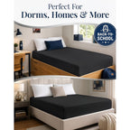 Hotel Quality Fitted Sheet - 1 Piece Fitted Sheet  -Breathable Bedding - Wrinkle, Fade, Stain Resistant- 16inch/40cm Deep Pocket Fitted Bed Sheet-Wrinkle and Fade Resistant,(Black,Queen)