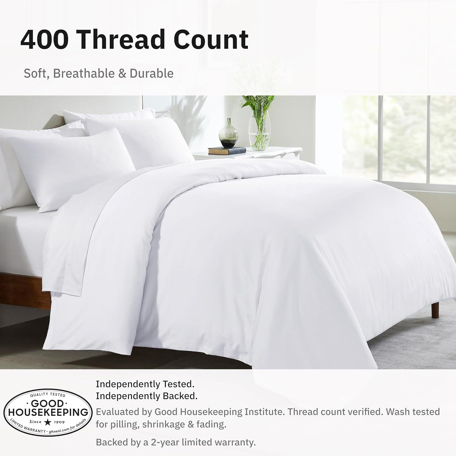 Hotel Soft Microfiber Duvet Cover Set-2000TC Quilt Cover Set & Pillowcases -1 Donna Cover Zipper Closure & 1 x Pillowcases-Breathable Bedding - Wrinkle, Fade, Stain Resistant(White,Single)