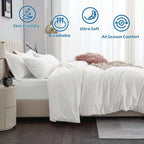 Hotel Soft Microfiber Duvet Cover Set-2000TC Quilt Cover Set & Pillowcases -1 Donna Cover Zipper Closure & 1 x Pillowcases-Breathable Bedding - Wrinkle, Fade, Stain Resistant(Raw white,Single)