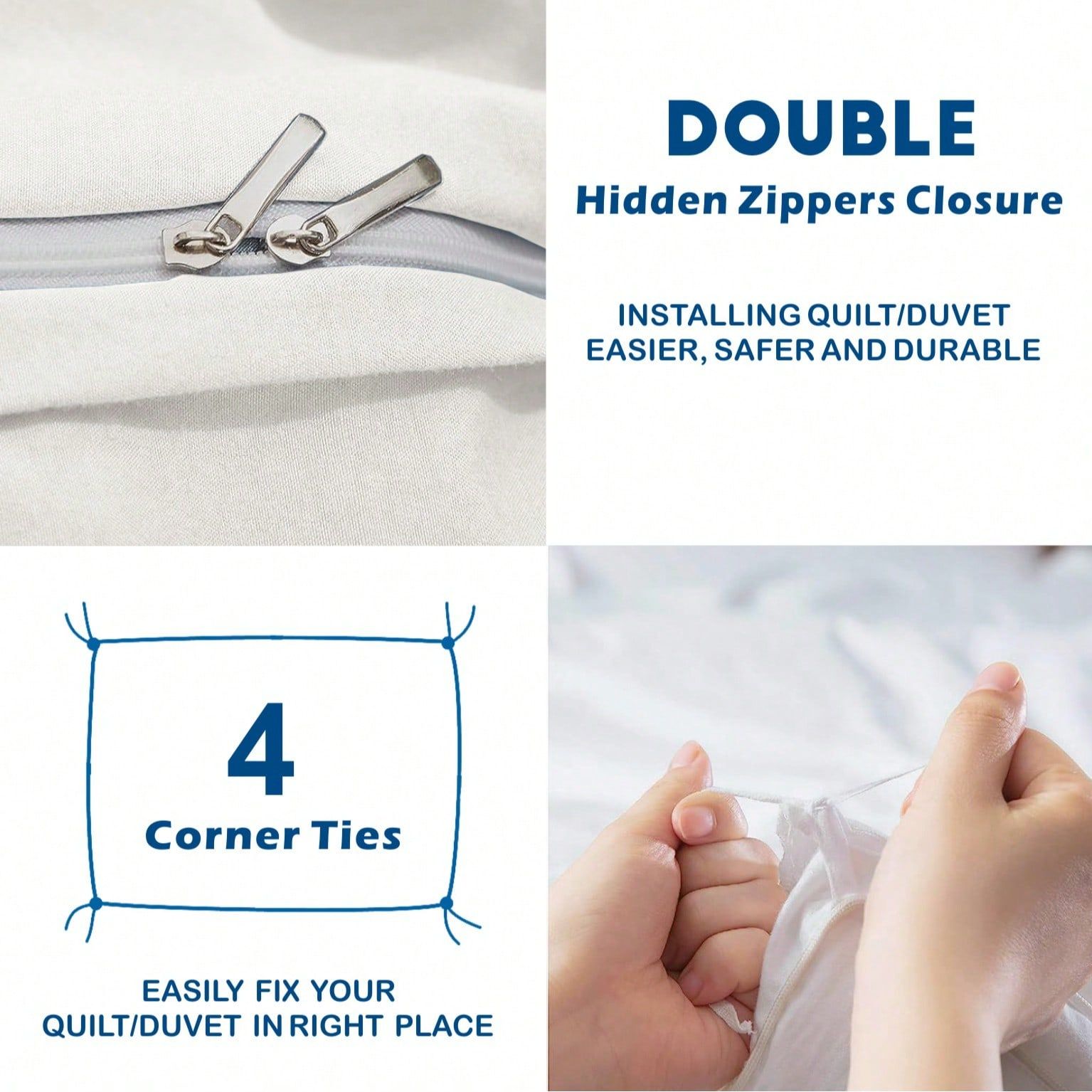 Hotel Soft Microfiber Duvet Cover Set-2000TC Quilt Cover Set & Pillowcases -1 Donna Cover Zipper Closure & 1 x Pillowcases-Breathable Bedding - Wrinkle, Fade, Stain Resistant(Raw white,Single)