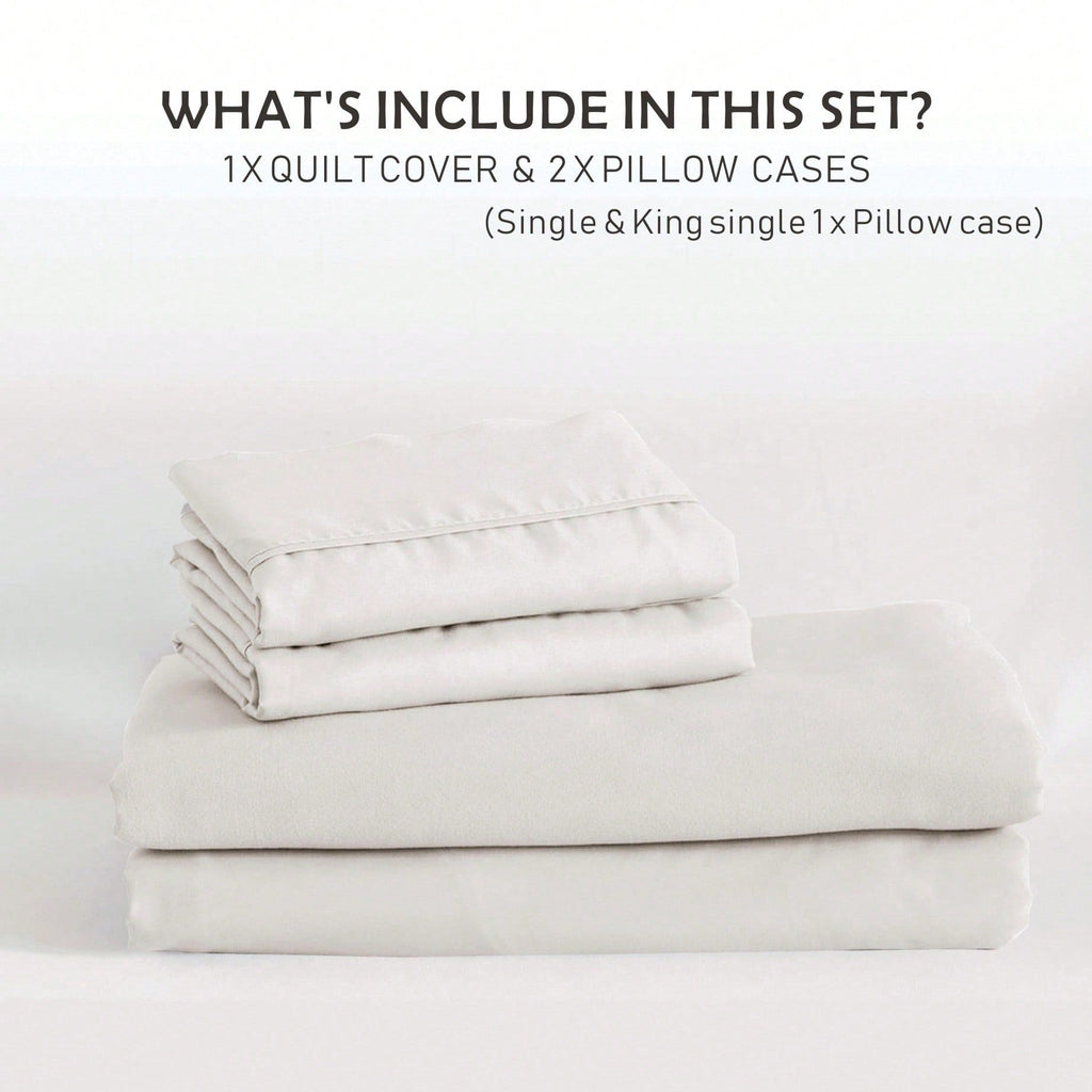 Hotel Soft Microfiber Duvet Cover Set-2000TC Quilt Cover Set & Pillowcases -1 Donna Cover Zipper Closure & 1 x Pillowcases-Breathable Bedding - Wrinkle, Fade, Stain Resistant(Raw white,Single)