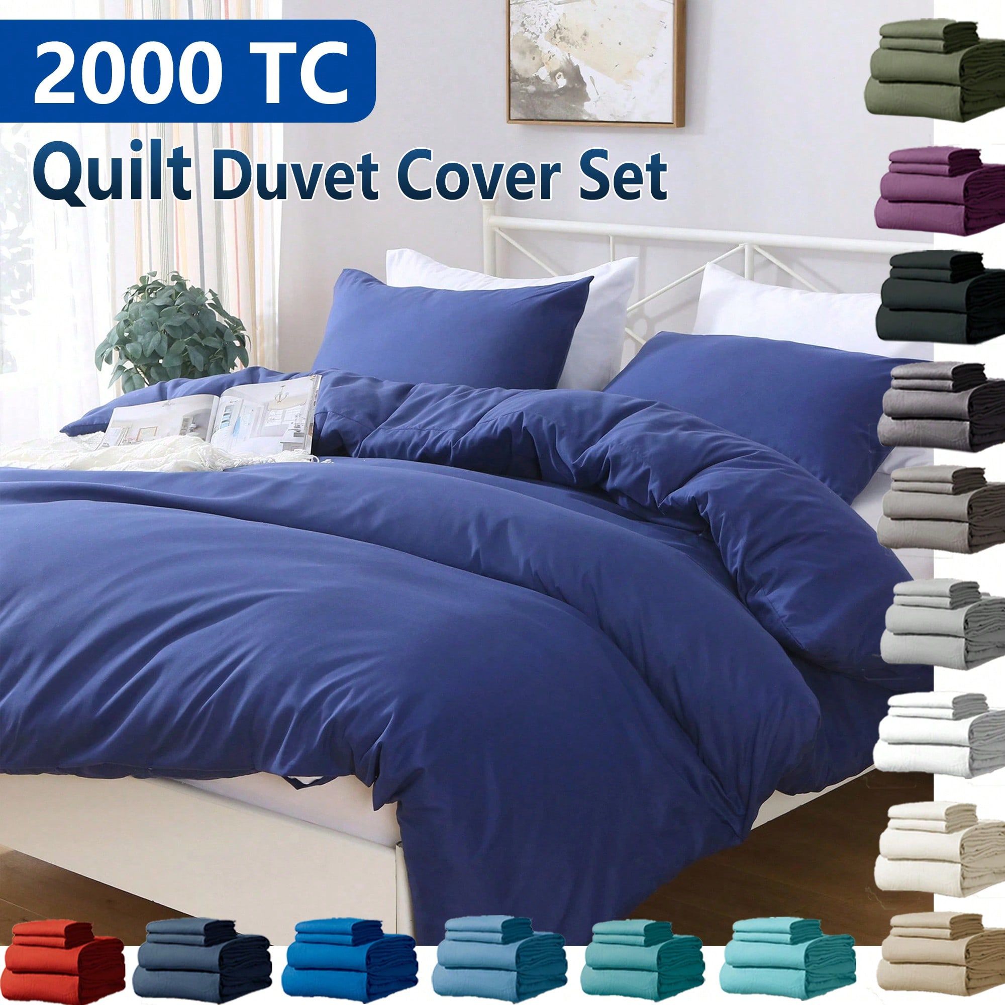 Hotel Soft Microfiber Duvet Cover Set-2000TC Quilt Cover Set & Pillowcases -1 Donna Cover Zipper Closure & 1 x Pillowcases-Breathable Bedding - Wrinkle, Fade, Stain Resistant(Royal blue,Single)