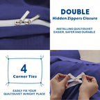 Hotel Soft Microfiber Duvet Cover Set-2000TC Quilt Cover Set & Pillowcases -1 Donna Cover Zipper Closure & 1 x Pillowcases-Breathable Bedding - Wrinkle, Fade, Stain Resistant(Royal blue,Single)