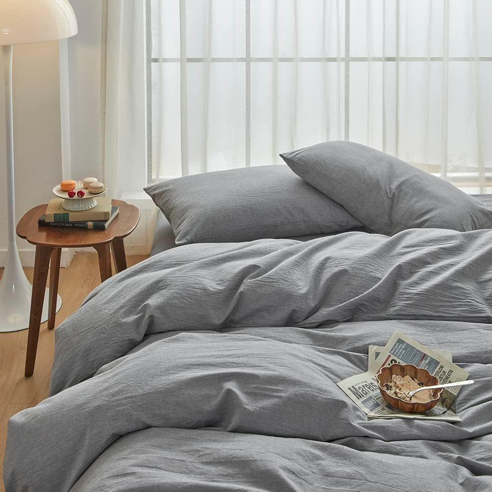Hotel Soft Microfiber Duvet Cover Set-2000TC Quilt Cover Set & Pillowcases -1 Donna Cover Zipper Closure & 1 x Pillowcases-Breathable Bedding - Wrinkle, Fade, Stain Resistant(Grey,Single)