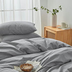 Hotel Soft Microfiber Duvet Cover Set-2000TC Quilt Cover Set & Pillowcases -1 Donna Cover Zipper Closure & 1 x Pillowcases-Breathable Bedding - Wrinkle, Fade, Stain Resistant(Grey,Single)