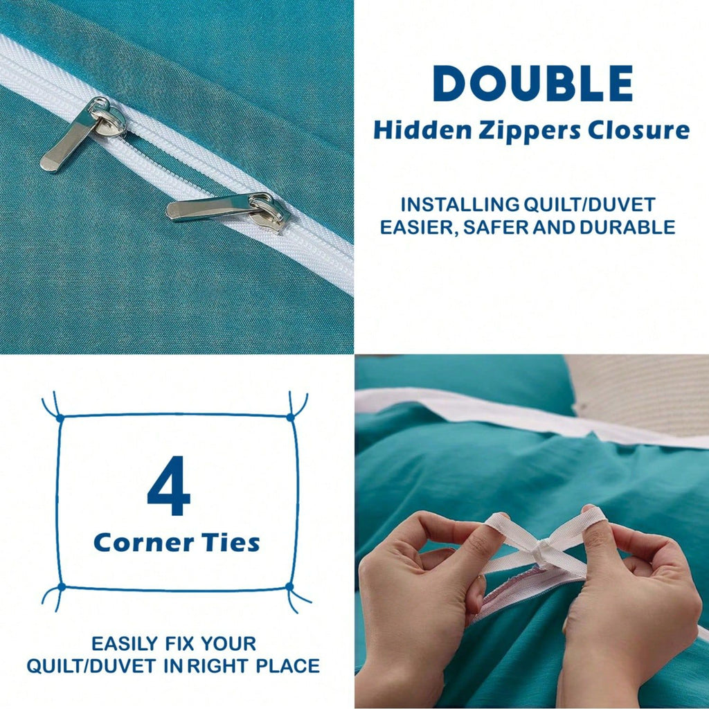Hotel Soft Microfiber Duvet Cover Set-2000TC Quilt Cover Set & Pillowcases -1 Donna Cover Zipper Closure & 1 x Pillowcases-Breathable Bedding - Wrinkle, Fade, Stain Resistant(Biscay blue,Single)