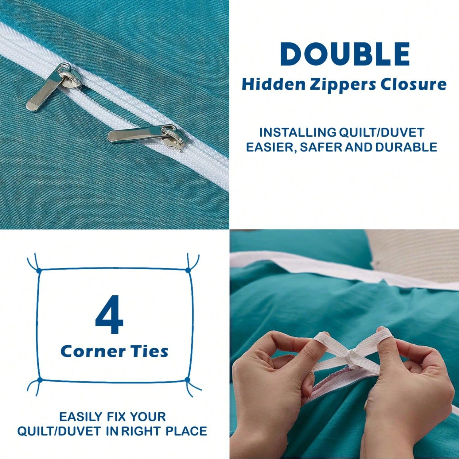 Hotel Soft Microfiber Duvet Cover Set-2000TC Quilt Cover Set & Pillowcases -1 Donna Cover Zipper Closure & 1 x Pillowcases-Breathable Bedding - Wrinkle, Fade, Stain Resistant(Biscay blue,Single)
