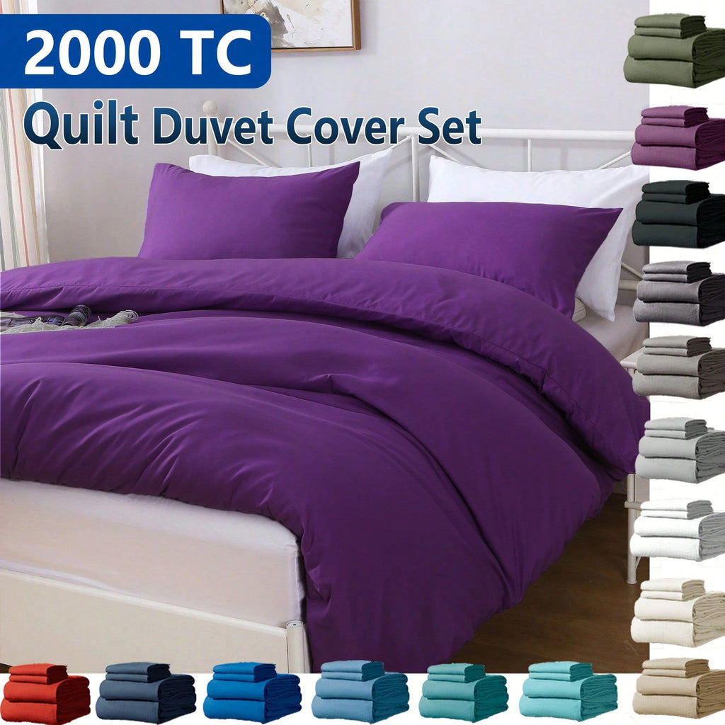 Hotel Soft Microfiber Duvet Cover Set-2000TC Quilt Cover Set & Pillowcases -1 Donna Cover Zipper Closure & 1 x Pillowcases-Breathable Bedding - Wrinkle, Fade, Stain Resistant(Purple,Single)