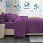 Hotel Soft Microfiber Duvet Cover Set-2000TC Quilt Cover Set & Pillowcases -1 Donna Cover Zipper Closure & 1 x Pillowcases-Breathable Bedding - Wrinkle, Fade, Stain Resistant(Purple,Single)