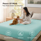 Hotel Soft Bed Sheet Set- Bedding Sheets & Pillowcases -Breathable Bedding - Wrinkle, Fade, Stain Resistant-Deep Pocket Flat Fitted Bed Sheet Set(Ice Blue,Single)