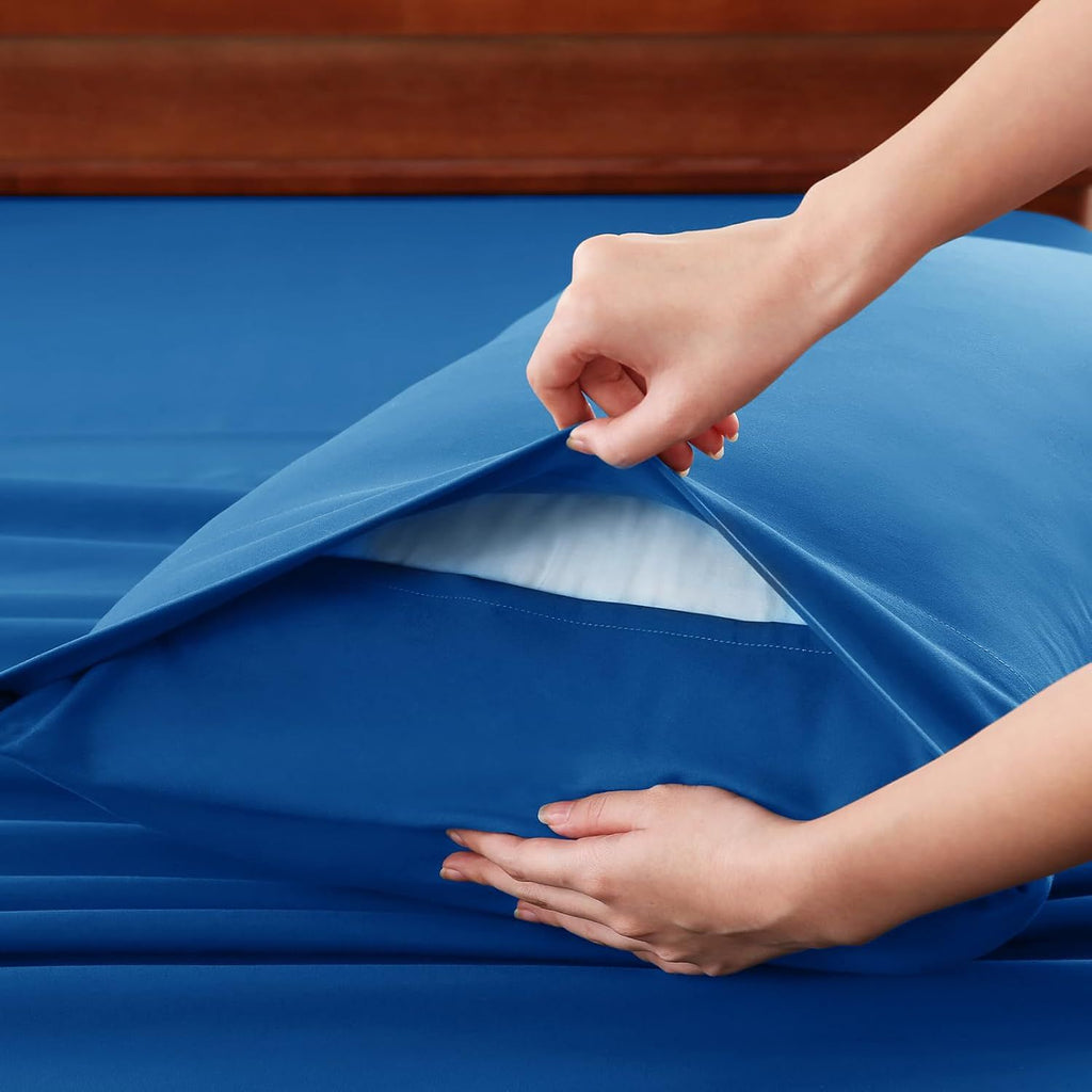 Hotel Soft Bed Sheet Set- Bedding Sheets & Pillowcases -Breathable Bedding - Wrinkle, Fade, Stain Resistant-Deep Pocket Flat Fitted Bed Sheet Set(Royal blue,Single)