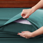 Hotel Soft Bed Sheet Set- Bedding Sheets & Pillowcases -Breathable Bedding - Wrinkle, Fade, Stain Resistant-Deep Pocket Flat Fitted Bed Sheet Set(Biscay blue,Single)