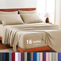 Hotel Soft Bed Sheet Set- Bedding Sheets & Pillowcases -Breathable Bedding - Wrinkle, Fade, Stain Resistant-Deep Pocket Flat Fitted Bed Sheet Set(Camel Beige,Single)